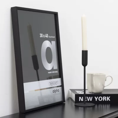 Aluminiumsbilderamme Alpha 70x70 cm | Svart matt, eloksert | Normalglass (2 mm)