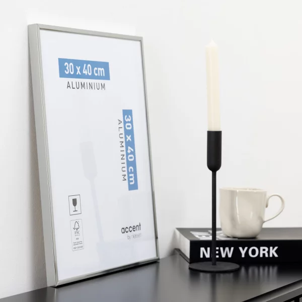 Alurahmen Accent 30x40 cm | Stahlgrau | Normalglas (2 mm)