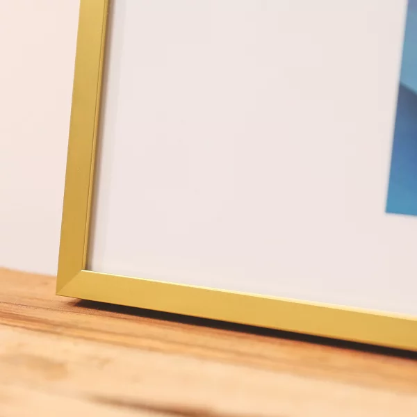 Alu Bilderrahmen Vega nach Maß Gold matt | Normalglas (2 mm)