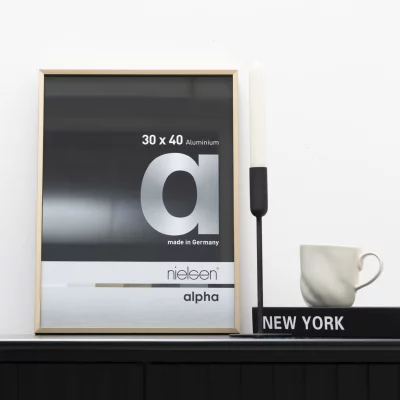 Aluminiumsbilderamme Alpha 50x60 cm | Rav, børstet | Normalglass (2 mm)