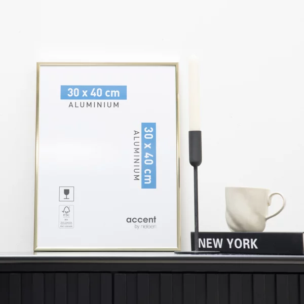 Alu Bilderrahmen Accent 30x30 cm | Gold glanz | Normalglas (2 mm)