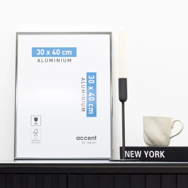 Alurahmen Accent 30x40 cm | Stahlgrau | Normalglas (2 mm)