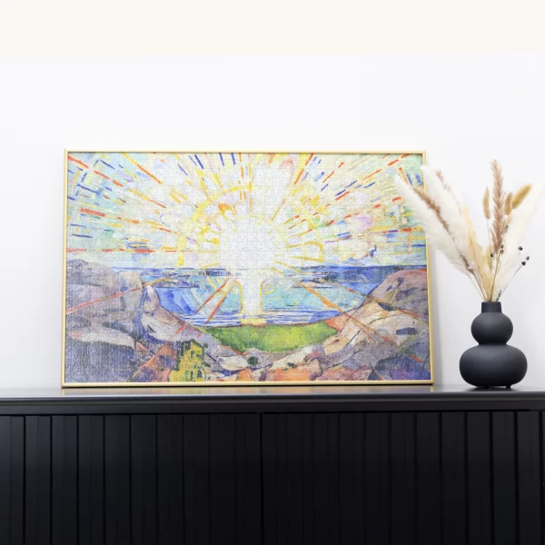 Cadre pour puzzles en aluminium pour 2000 pièces 67,2x90,2 cm | noir brillant | verre synthétique (1,5 mm)