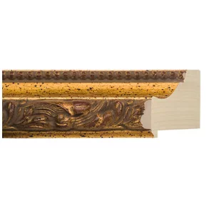 Barock-Bilderrahmen Valverde nach Maß Altgold, mit braunroten Tupfen | Normalglas (2 mm)