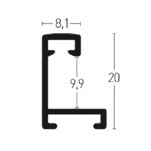 Aluminiumleiste Profil 8 nach Maß Silber matt | Normalglas (2 mm)