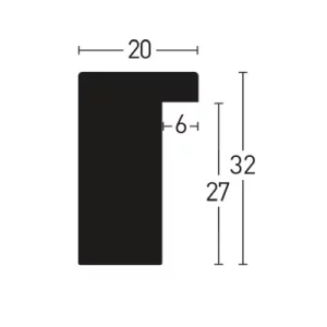 Holzleiste Blackwoods 20x32 nach Maß Schwarz | Normalglas (2 mm)