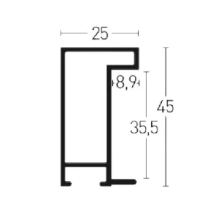 Aluminiumleiste Profil 222 nach Maß Silber matt | Normalglas (2 mm)