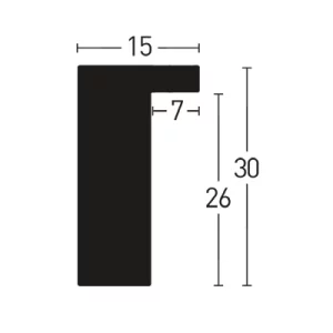 Holzleiste Loft 15 nach Maß Schwarz | Normalglas (2 mm)