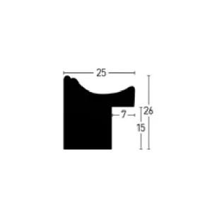 Holzleiste Treviso 25 nach Maß Schwarz | Normalglas (2 mm)