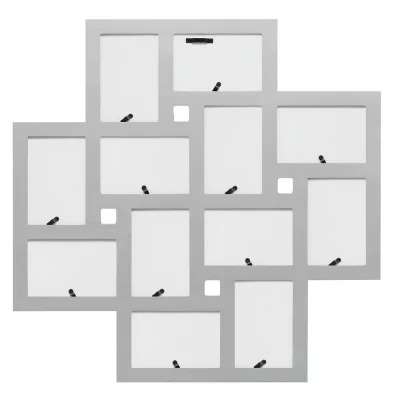 Ramka na zdjęcia kolaż Yasmine (na 12 zdjęć) 10x15 cm | srebrny | szkło standardowe (2 mm)