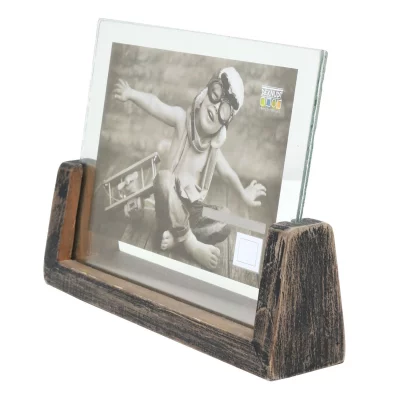 Rustykalny stojak na zdjęcia, poziomy 15x20 cm | czarny | szkło standardowe (2 mm)