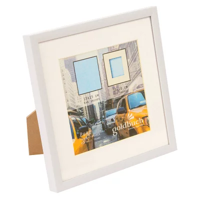 Kunststofframme Puro med passepartout 15x15 cm (10x10 cm) | Hvit | Normalglass (2 mm)