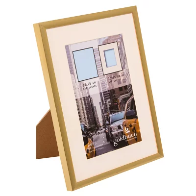 Kunststofframme Puro med passepartout 15x20 cm (10x15 cm) | Gull | Normalglass (2 mm)