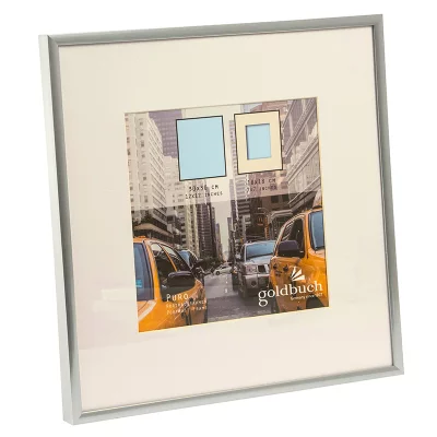 Kunststofframme Puro med passepartout 30x30 cm (18x18 cm) | Sølv | Normalglass (2 mm)