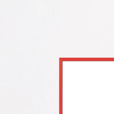 1,5 mm passe-partout – wit met gekleurde kern met uitsnede op maat 20x20 cm | White-Red