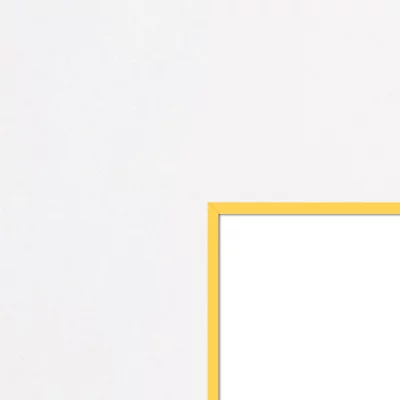 1,5 mm passe-partout – wit met gekleurde kern met uitsnede op maat 20x20 cm | White-Yellow