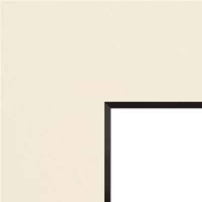1,5 mm passe-partout – crème met gekleurde kern met uitsnede op maat 20x20 cm | Cream-Black