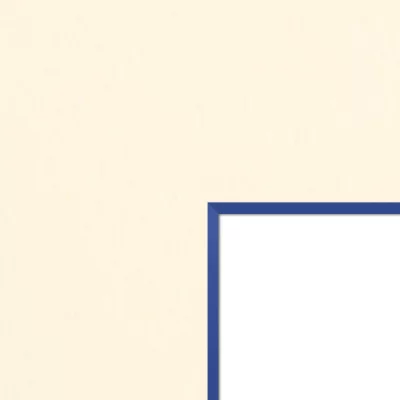 1,5 mm passe-partout – crème met gekleurde kern met uitsnede op maat 20x20 cm | Cream-Dark Blue