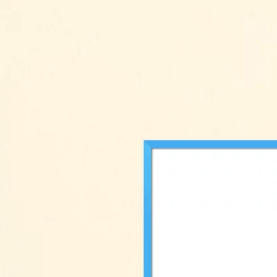 1,5 mm passe-partout – crème met gekleurde kern met uitsnede op maat 20x20 cm | Cream-Light Blue