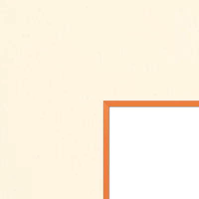 1,5 mm passe-partout – crème met gekleurde kern met uitsnede op maat 20x20 cm | Cream-Orange