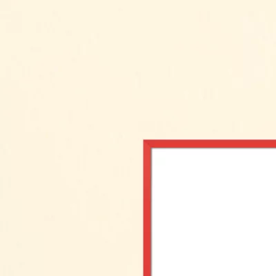 1,5 mm passe-partout – crème met gekleurde kern met uitsnede op maat 20x20 cm | Cream-Red