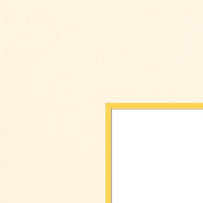 1,5 mm passe-partout – crème met gekleurde kern met uitsnede op maat 20x20 cm | Cream-Yellow