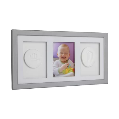 Thumbnail von Baby Abdruck-Set mit Gips für 2 Abdrücke und Galerie-Bilderrahmen - Bildgröße 10x15 cm silber Bild 2