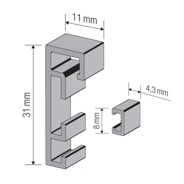 Alu-Bilderrahmen Barth NXT mit Distanzleiste, Serie 1131 - Maßanfertigung Silber matt | Normalglas (2 mm)