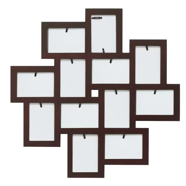 Cadre pêle-mêle Yasmine pour 12 photos 10x15 cm | brun | verre standard (2 mm)