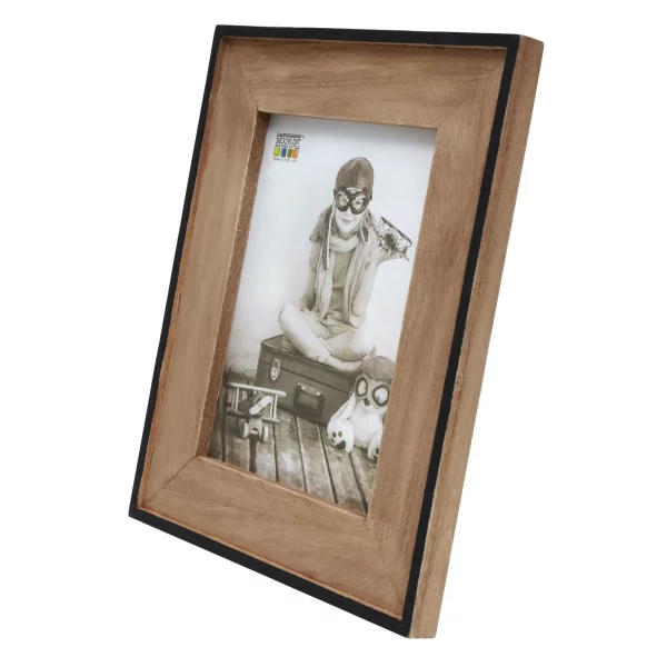 Cadre en bois à profil étroit avec marie-louise 10x15 cm | noir-marron | verre standard (2 mm)