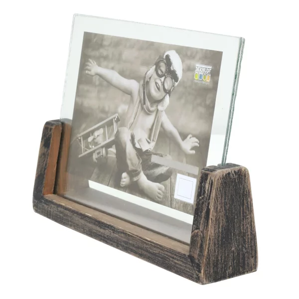 Porte-photo rustique horizontal 15x20 cm | noir | verre standard (2 mm)
