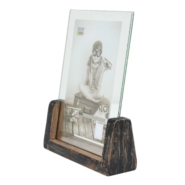 Rustikaler Bildhalter vertikal 13x18 cm | schwarz | Normalglas (2 mm)