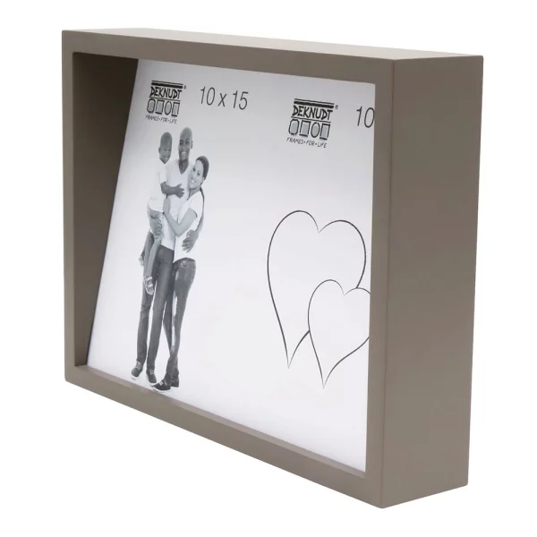 Fotorahmen mit schräger Rückwand für 2 Bilder 10x15 cm | taupe | Normalglas (2 mm)