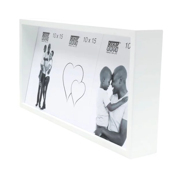 Cadre photo avec dos incliné pour 3 photos 10x15 cm | blanc | verre standard (2 mm)