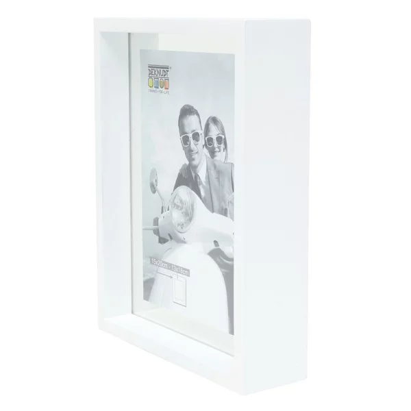 Cadre en bois entre deux verres pour un effet flottant 15x20 cm | blanc | verre standard (2 mm)