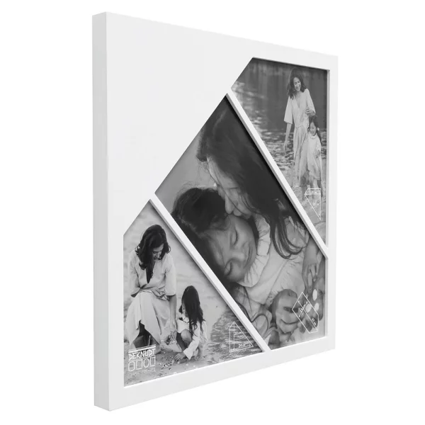 Cadre multi photos pour 3 photos avec disposition asymétrique des images ca. 16x37 cm, 2x20x24 cm | blanc | verre standard (2 mm)