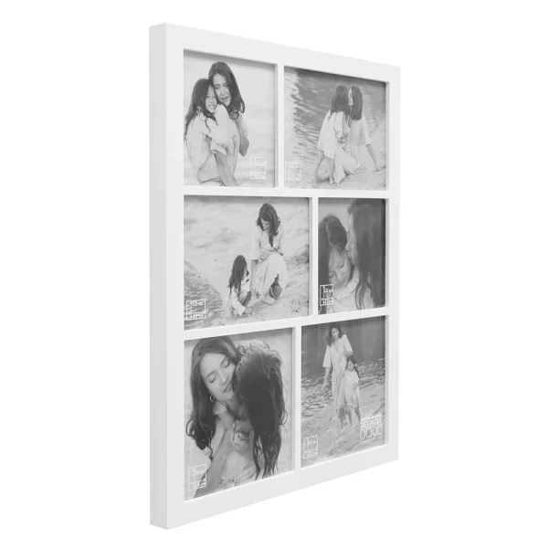Cadre multi photos design pour 6 photos au look moderne 2x12x12 cm,2x12x17 cm, 2x15x15 cm | blanc | verre standard (2 mm)
