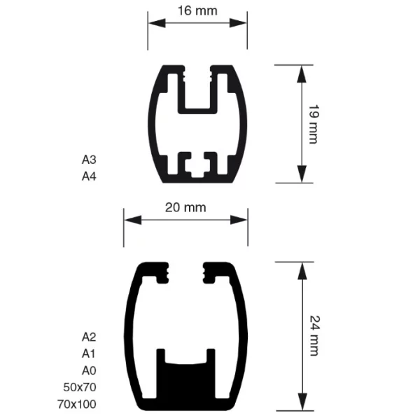 Dubbelzijdig lijst met invoegen 