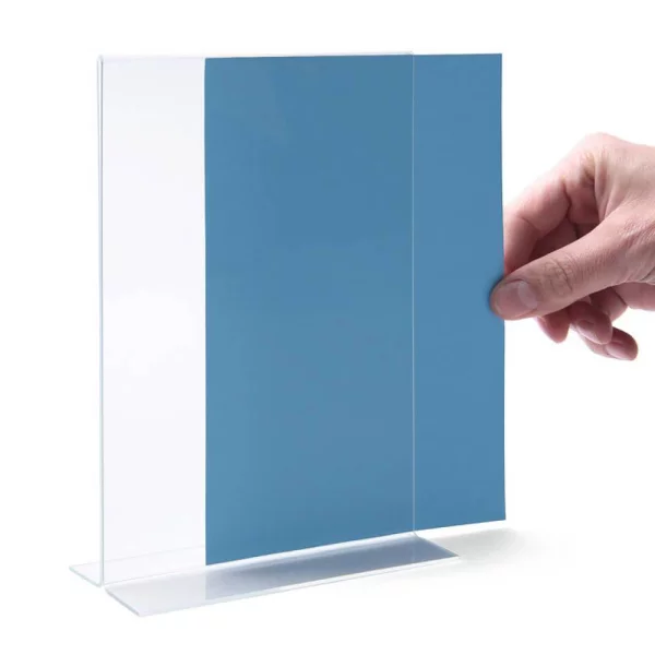 Aufsteller T-Form 14,8x21 cm (A5) waagerecht | transparent | Acrylglas UV 90 (2 mm)