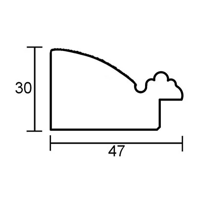 Barock-Bilderrahmen Profil 28 Maßanfertigung Silber | Normalglas (2 mm)