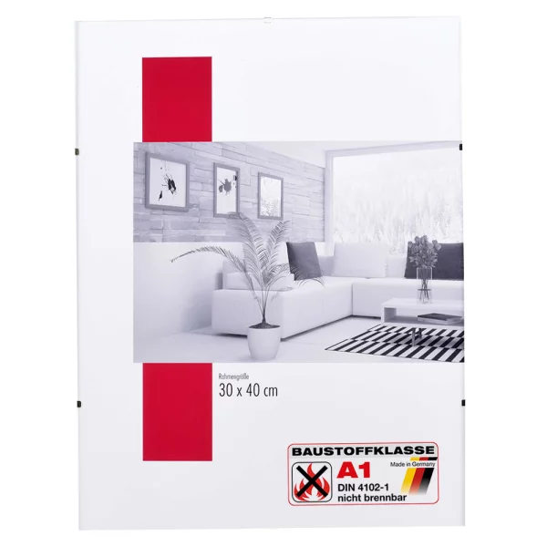 Klassifizierter Standard A1 Brandschutz Cliprahmen 13x18 cm | Normalglas (2 mm)