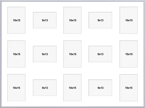 Cadre multi photos en aluminium Amelia pour 15 photos 60x80 cm (15 Bilder) | argent | verre synthétique (1 mm)