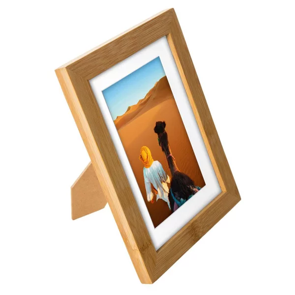 Holz Bilderrahmen Bamboo aus Bambus mit Passepartout 13x18 cm (10x15 cm) | Natur | Normalglas (2 mm)