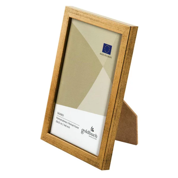 Holz-Bilderrahmen Skandi 10x15 cm | Gold | Normalglas (2 mm)