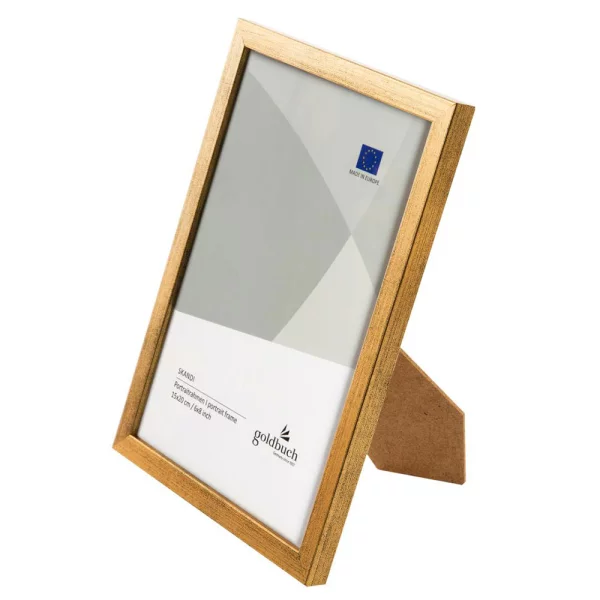 Holz-Bilderrahmen Skandi 15x20 cm | Gold | Normalglas (2 mm)