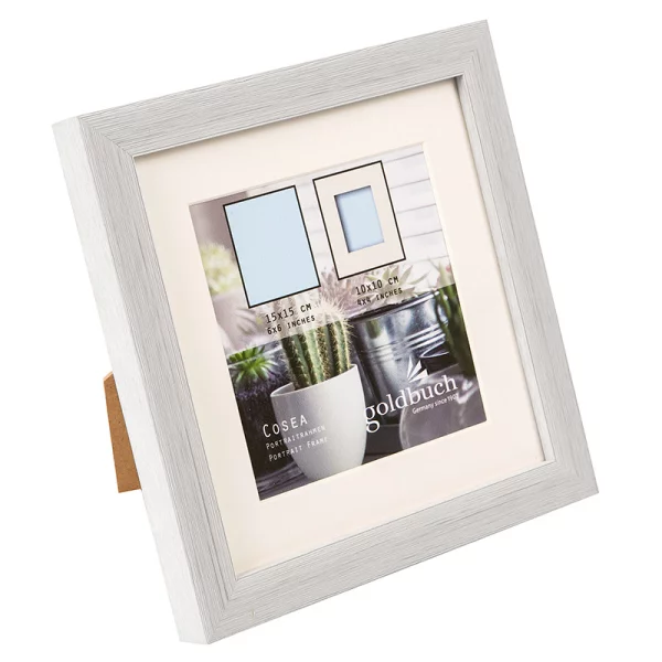 Kunststoff Bilderrahmen Cosea mit Passepartout 15x15 cm (10x10 cm) | grau | Normalglas (2 mm)