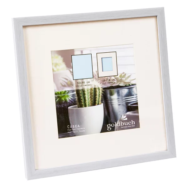 Kunststoff-Bilderrahmen Cosea mit Passepartout 30x30 cm (18x18 cm) | grau | Normalglas (2 mm)