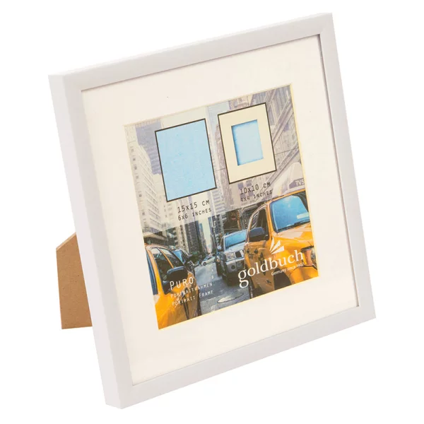 Kunststoff-Bilderrahmen Puro mit Passepartout 15x15 cm (10x10 cm) | weiß | Normalglas (2 mm)