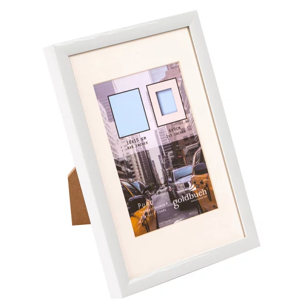 Kunststoff Bilderrahmen Puro mit Passepartout 10x15 cm (6x9 cm) | weiß | Normalglas (2 mm)