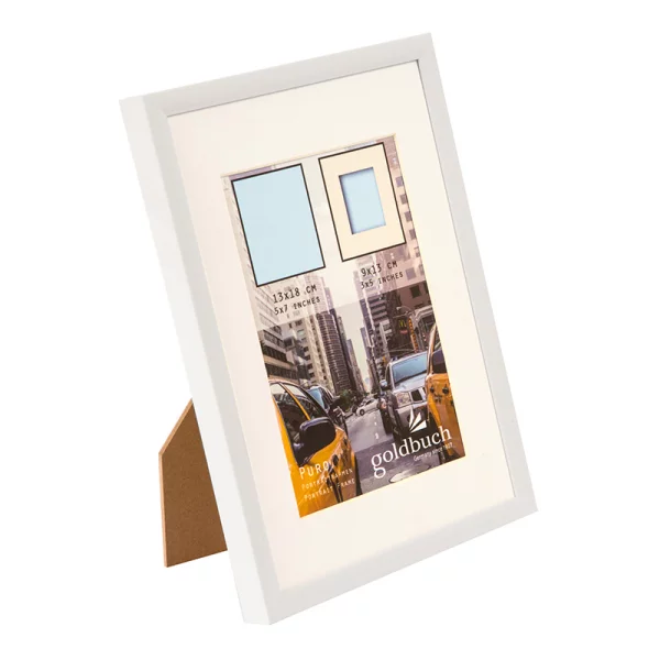 Kunststoff-Bilderrahmen Puro mit Passepartout 13x18 cm (9x13 cm) | weiß | Normalglas (2 mm)